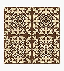 Moroccan Tile, Chocolate Brown and Beige Photographic Print
