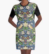Art Nouveau Bird and Flower Tapestry Graphic T-Shirt Dress