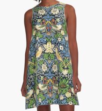 Vestido acampanado Art Nouveau Pájaro y tapiz de flores