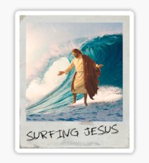 Surfing Jesus Sticker