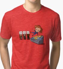 Nicole Haught: Lesbian Couch Vaulting Gold Tri-blend T-Shirt