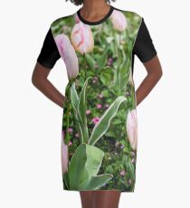 Pink Tulips Graphic T-Shirt Dress
