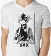 Camiseta para hombre de cuello en v Todoroki Shōto