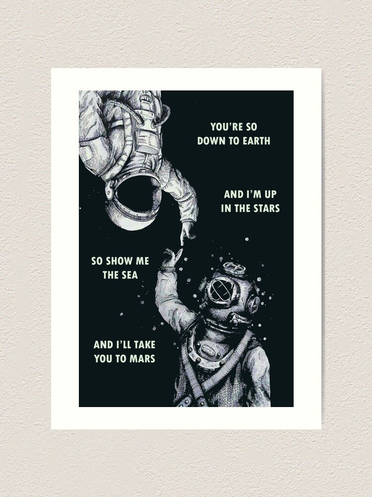 Alternate view of Astronaut and Diver - I'm Up in The Stars Art Print