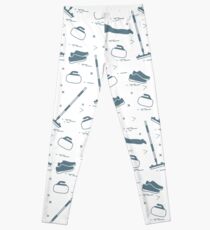 Vector pattern of different objects curling sport. Leggings