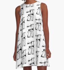 Black construction crane A-Line Dress