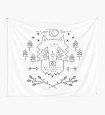 Line art. Wolf Wall Tapestry