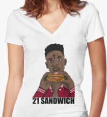 21 Sandwich Women's Fitted V-Neck T-Shirt