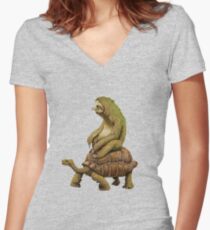 Funny Turtle,Fast,Animal,Lucky Turtle,Ninja,Speed Women's Fitted V-Neck T-Shirt