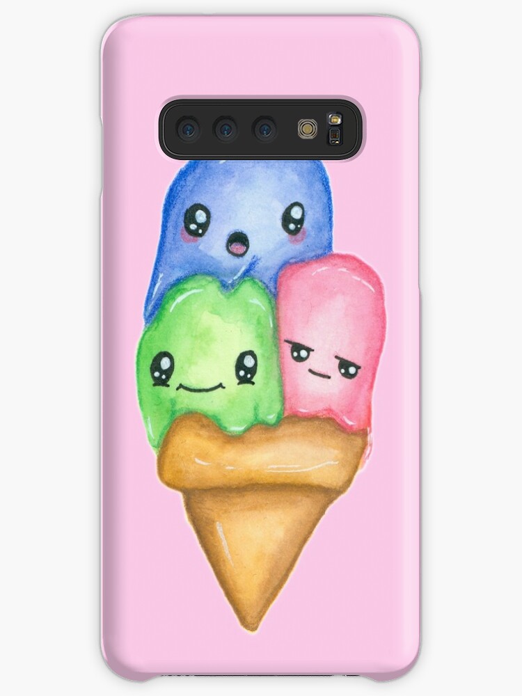 Cute Ice Cream Cone Kawaii Food With Faces Caseskin For Samsung Galaxy By Lenaliluna