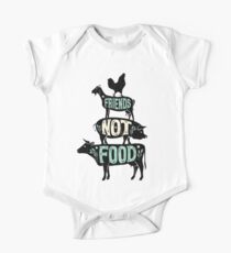 Friends Not Food - Vegan Vegetarian Animal Lovers T-Shirt - Vintage Distressed One Piece - Short Sleeve