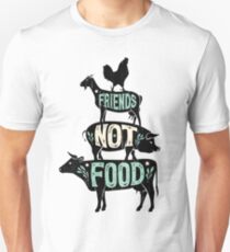 Friends Not Food - Vegan Vegetarian Animal Lovers T-Shirt - Vintage Distressed Unisex T-Shirt