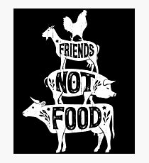 Friends Not Food - Vegan Vegetarian Animal Lovers T-Shirt - Vintage Distressed Photographic Print