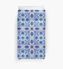 Art Nouveau Chinese Tile, Blue and White Duvet Cover