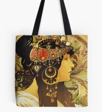HD Byzantine Heads: Brunette (1897) Mucha T shirts/Pillows/and more Tote Bag