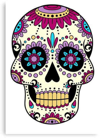 skull mexican muertos dia los calavera el dead sombrero sugar skulls drawings artwork canvas candy painting redbubble drawing muerte santa