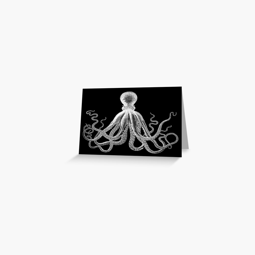 Octopus | Vintage Octopus | Tentacles | Sea Creatures | Nautical | Ocean | Sea | Beach | Black and White | Greeting Card