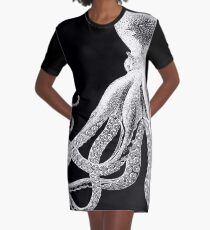 Octopus | Black and White Graphic T-Shirt Dress