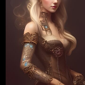 Pretty blonde in steampunk corset dress | Art Print