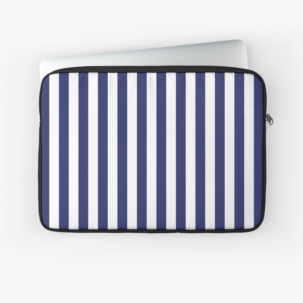 Navy Blue and White Stripes | Stripe Patterns | Striped Patterns | Laptop Sleeve