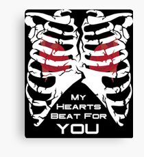 My Hearts Beat For You - White Canvas Print