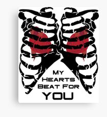 My Hearts Beat For You - Black Canvas Print