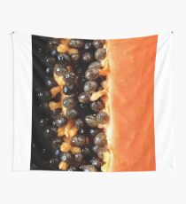 Papaya fruit halved macro Wall Tapestry