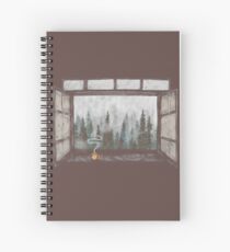 Foggy Forest Window || Cozy Fall Illustration Spiral Notebook