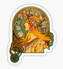 HD Zodiac, (1896) - Alphonse Mucha Sticker