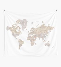 Light brown watercolor world map Wall Tapestry