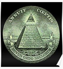 Póster Ojo de la Providencia, Estados Unidos, Estados Unidos, Místico, Dólar, Proyecto de ley, Dinero, Francmasonería, Ojo que todo lo ve, Pirámide, Masónico