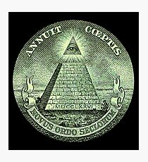 Eye of Providence, America, USA, Mystic, Dollar, Bill, Money, Freemasonry, All Seeing Eye, Pyramid, Masonic Photographic Print