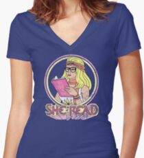 She-Read Women's Fitted V-Neck T-Shirt