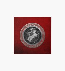 Western Zodiac - Golden Aries -The Ram on Red Velvet Art Board
