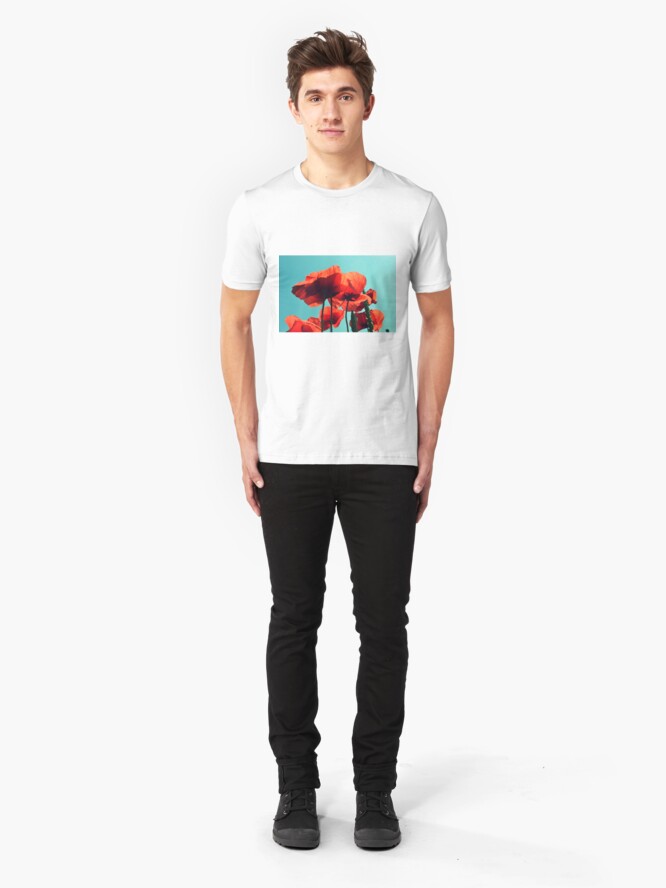 Alternate view of Red weed under the sky Slim Fit T-Shirt