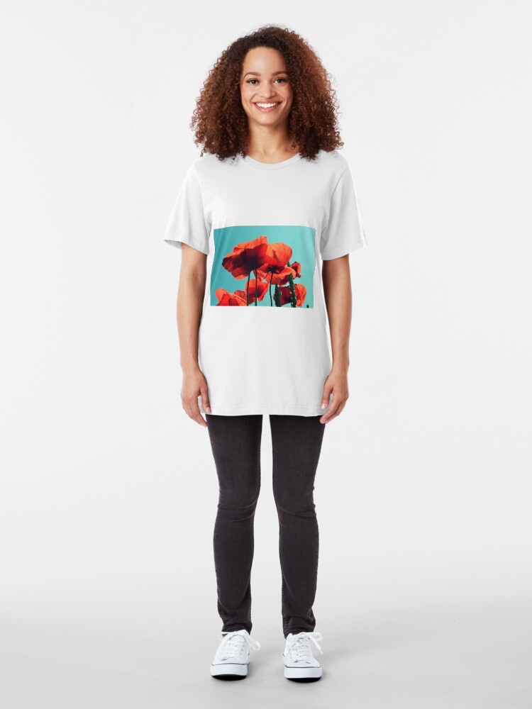 Alternate view of Red weed under the sky Slim Fit T-Shirt