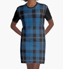 Blue Clan Ramsay Hunting Tartan Plaid Pattern Graphic T-Shirt Dress