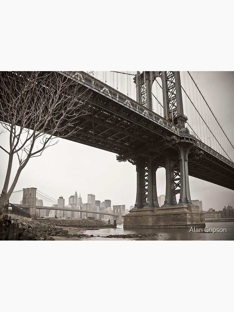 Manhattan Bridge and Brooklyn Bridge over East River. New York City. by AlanCopson