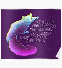 "Every Day You're Leveling Up" Flying Space Squirrel Poster