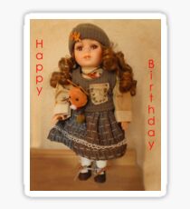 Girls, Doll Birthday card Sticker