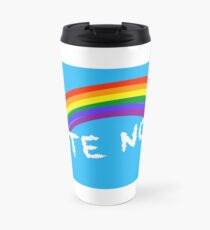 Vote Now Rainbow graphic blue background Travel Mug