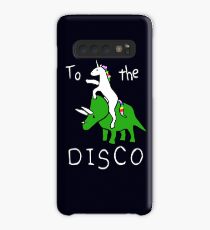 Funda/vinilo para Samsung Galaxy To The Disco (texto blanco) Unicorn Riding Triceratops