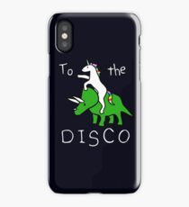To The Disco (white text) Unicorn Riding Triceratops iPhone Case