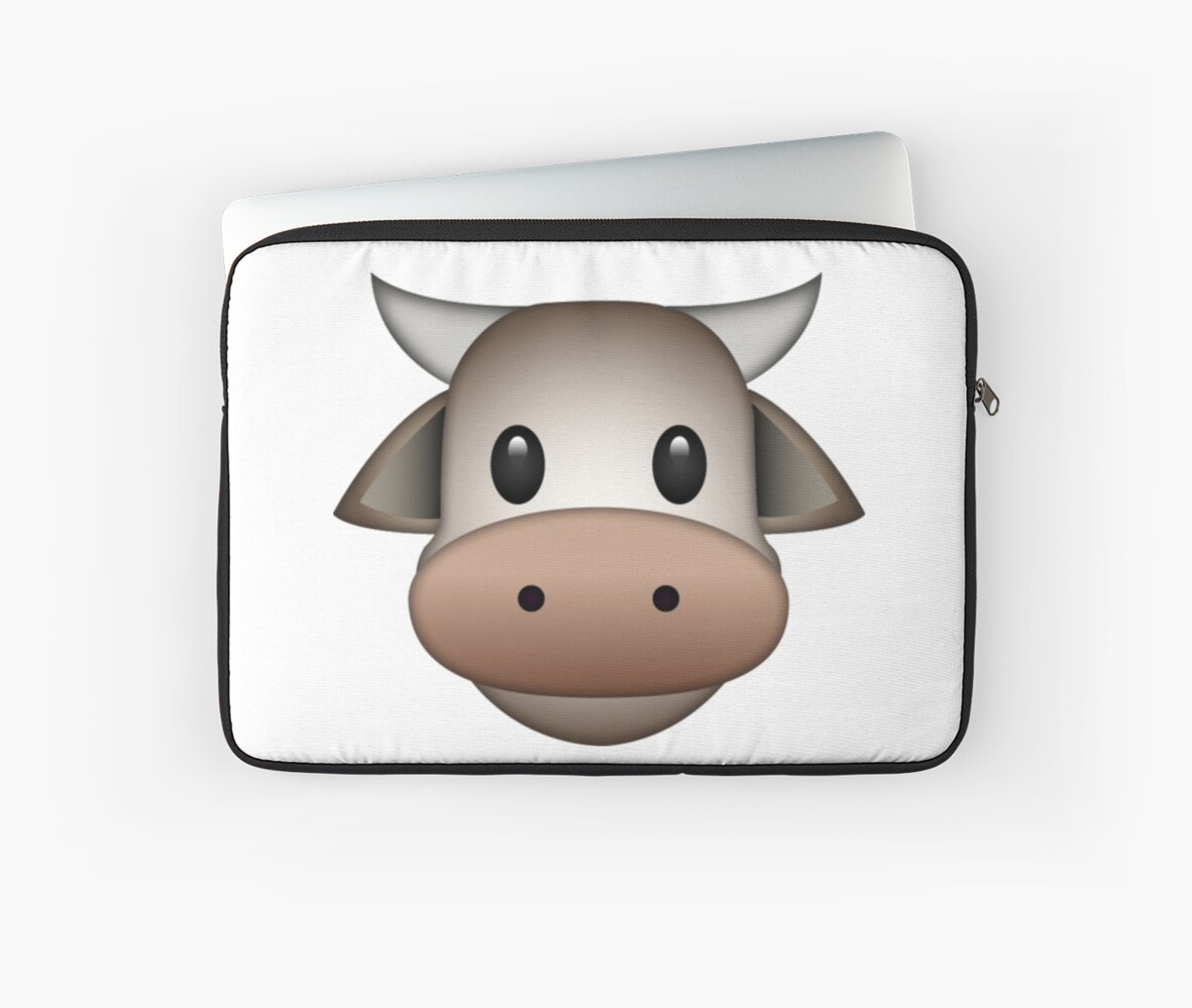 "Cute Cow Emoji" Laptop Sleeves by PrintPress Redbubble
