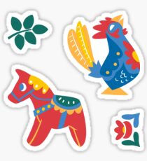 Red Horses and Blue Roosters Sticker