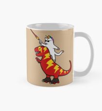 Unicorn Cat Riding Lightning T-Rex Mug