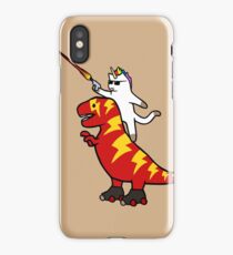 Unicorn Cat Riding Lightning T-Rex iPhone Case