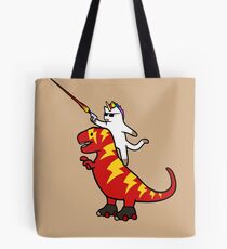 Bolsa de tela Unicornio Cat Riding Lightning T-Rex