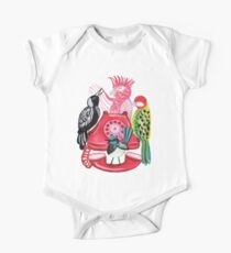 Four Calling Birds (12 Days of Christmas) - Pink One Piece - Short Sleeve
