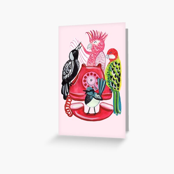Four Calling Birds (12 Days of Christmas) - Pink Greeting Card